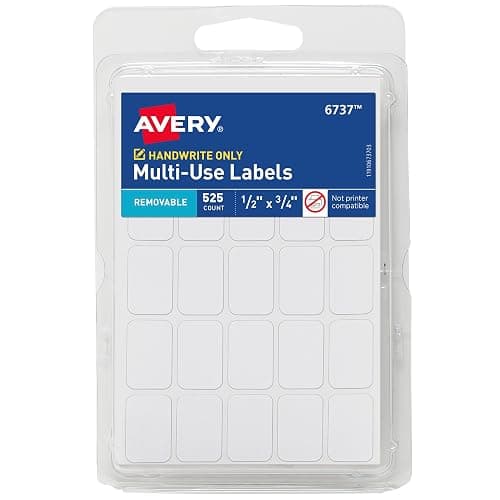 Avery Multi-Use Removable Labels, 1/2" x 3/4", White, Non-Printable, 525 Blank Labels Total (6737) - Image 1