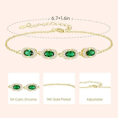 GexTyde Birthstone Bracelets for Women, Gold Trendy Dainty Link Bracelet Jewelry Birthday Christmas Day Gifts for Women Girlfriend Friend Her Mom Wife thumbnail 4