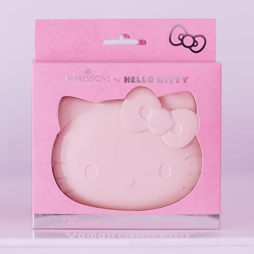 Impressions Vanity Hello Kitty Kawaii Compact Mirror with Touch Sensor Switch for Adjustable Brightness, Lighted Makeup Mirror with LED Lights and 2X Magnifying Mirror (Matte Pink) thumbnail 5