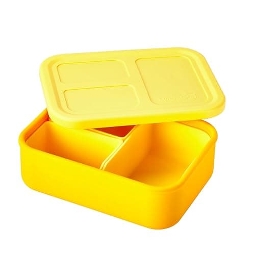 LunchBots Build -a- Bento Lunch Box, Silicone Bento Box for Kids, Multi-Compartment Lunch Container, Oven & Dishwasher Safe, BPA Free, 28 oz - Yellow - Solid Yellow thumbnail 2
