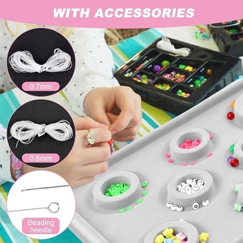 Bracelet Bead Board with 2 Rolls Jewelry Bead Threads and Beading Needle for Jewelry Bracelet Making Supplies(Color:as Shown) thumbnail 7