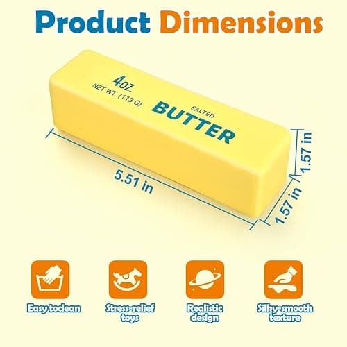 2pcs Slow Rising Butter Squishy, 2026 New Realistic Soft Butter Stick ,Butter Squishy Relief Fidget Toys,Slow Rebound Stress Relief Toy Gifts thumbnail 3