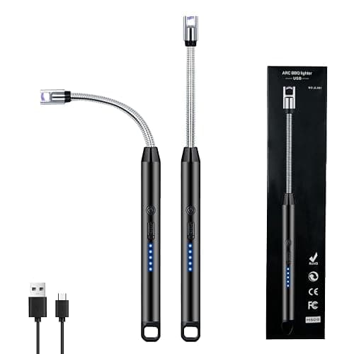 2 PCS Candle Lighter, Electric Lighter Arc Windproof Flameless with 360° Flexible Neck & LED Power Display, Lighters for Candle for BBQ, Grill, Camping, Fireplace, Stove - Image 1