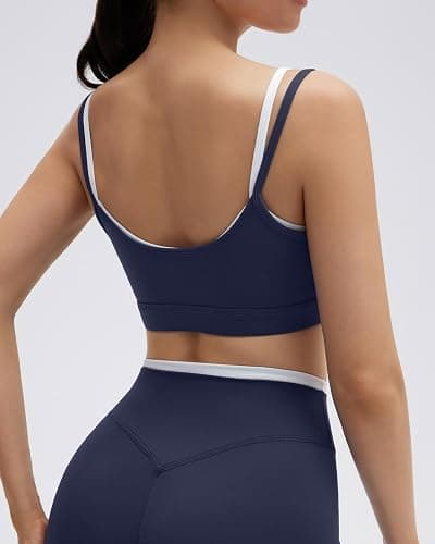 SUUKSESS 2 Piece Workout Sets Layered Sports Bra Yoga Gym Biker Shorts thumbnail 4
