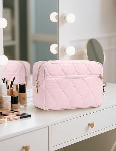 Noozion Makeup Bag Travel Toiletry Bag, Puffy Padded Cosmetic Bag for Women, Makeup Organizer Case, Wide-open Pouch Purse, Travel Essentials thumbnail 7