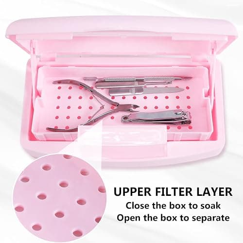 Machine-Ya Plastic Sterilizing Tray,Sterilization Box,Nail Art Tool Sterilizer Tray, Sterilizer Tray Box Nail Art Salon Sterilizing Too（Pink） - pink thumbnail 4