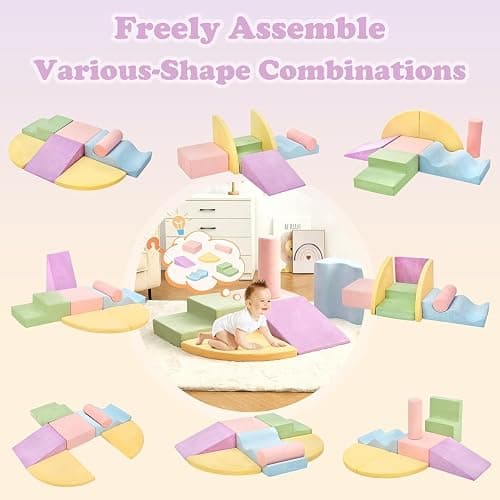 QUCHI Climbing Toys for Toddlers, Toddler Climbing Toys Indoor, 7-Piece Soft Foam Climbing Blocks Set, Toddler Playtime Corner Climber Indoor Foam Play Gym for Climbing Crawling and Sliding thumbnail 3