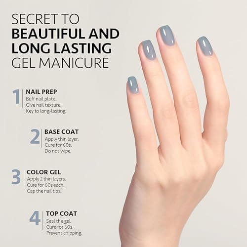 GAOY Jelly Nude Blue Gel Nail Polish, 16ml Sheer Neutral Translucent Soak Off Gel Polish, UV Light Cure for Nail Art DIY, 1722 Hazy Blue - Hazy Blue thumbnail 6