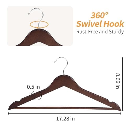 Amazon Basics Durable Wooden Suit Clothes Hangers - Cherry (Pack of 80) thumbnail 3