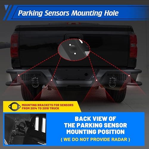 Nixon Offroad Rear Bumper for 2007-2018 Chevy Chevrolet Silverado 1500 & For 2007-2018 Gmc Sierra, Step Rear Bumper Work w/Factory Parking Sensor, Included D-ring Shackles & LED Pod Lights (102) thumbnail 4