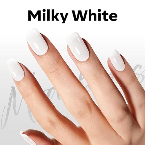 modelones Milky White Gel Nail Polish Natural Color | Translucent Jelly Soak Off LED Clear Coat Soap Nails Art White French Gel Polish15 ML thumbnail 6