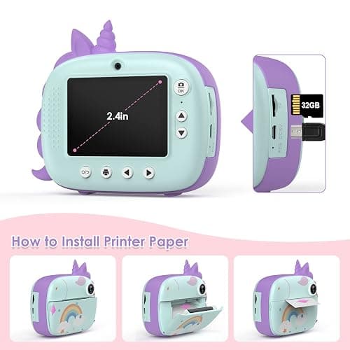 HiMont Kids Camera Instant Print, Selfie Digital Camara for Kids with Print Paper & 32G Card, 2.5K Video & Instant Print Camera with Color Pens for DIY, Fun Gift for Girls Boys 3-12 Years Old (Green) thumbnail 7