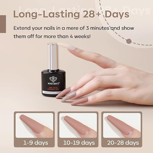 Modelones 9 in One Nail Glue Base Coat Nail Polish Set Brush On Gel Nail Glue 2 Pcs 15 ml for Rhinestone, False Nails, Base Gel, Blooming Nail Art Gel Nail Kit for Acrylic Nails U V Lamp Needed thumbnail 7