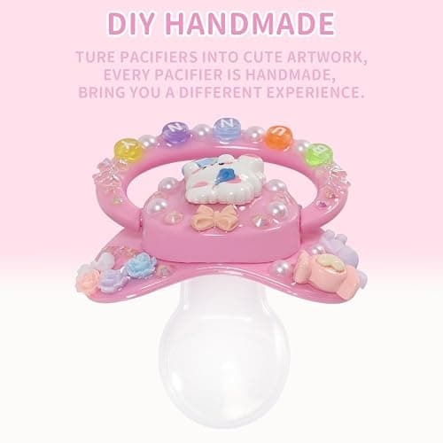 CutiePlusU Adult Sized Pacifier Dummy for Adult-Big Shield DIY Handmade-Bunny Pink thumbnail 4