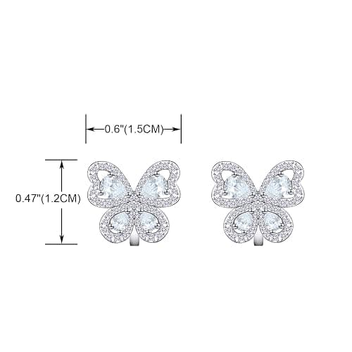 YOQUCOL Butterfly shape Cubic Zirconia Crystal Clip On Earrings Non Pierced Silver Stud for Women thumbnail 7