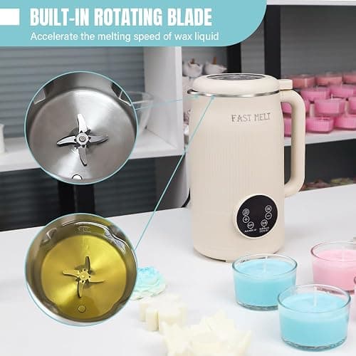 TOAUTO Wax Mixer Machine for DIY Candle Making, 1.2L Electric Wax Melter with Automatic Stirring, Digital Temperature Control 140℉-212℉, Stainless Steel Inner Pot, 800W AC120 thumbnail 3