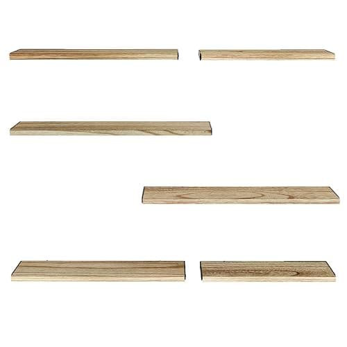 AMADA HOMEFURNISHING Long Wall Shelves, Rustic Farmhouse Style, Wood Floating Shelves for Wall Decor, Bathroom & Bedroom Storage, Living Room Book Shelves, 6pcs thumbnail 9