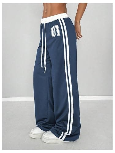 SOLY HUX Women's Baggy Sweatpants Wide Leg Ed Hardy Sweatpant Y2k Drawstring Pants Streetwear thumbnail 2
