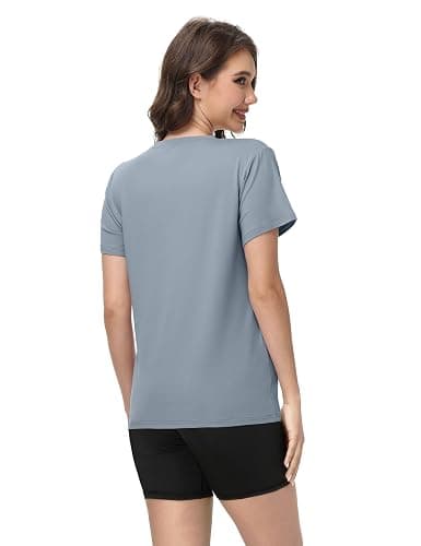 Kinglaman 4 Pack Women Basic T Shirts Tees Workout Short Sleeve Casual Tops | Loose fit, Crew neck, Athletic gym tops, Soft fabric for daily workout wear thumbnail 4