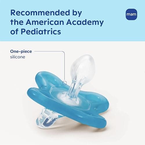 MAM Comfort Baby Pacifier 0-3 Months, Specially for Smaller Newborn Mouths, Lightweight One-Piece BPA-Free Silicone,Easy to Clean, Best for Breastfed Babies, 4 Pk, Made in Europe thumbnail 2