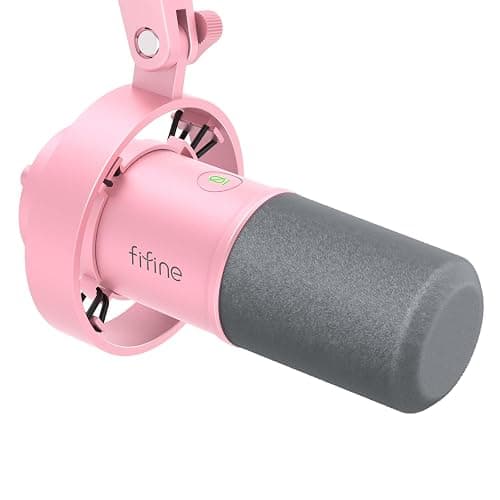 FIFINE XLR/USB Dynamic Microphone, Studio XLR Vocal Podcast Microphone for Recording, USB Streaming Mic with Mute Button, Gain Knob, Headphones Monitoring for Voice-Over, Video-Amplitank K688 Pink - Image 1