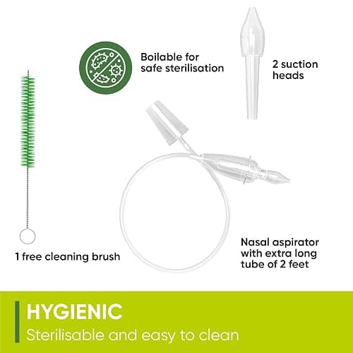 Airmed's Vac Nasal Aspirator Baby. CLINICALLY TESTED, SAFE and GENTLE. Baby nose sucker with 2 suction heads and cleaning brush. Safe and gentle baby nasal aspirator with strength of a vacuum cleaner thumbnail 5