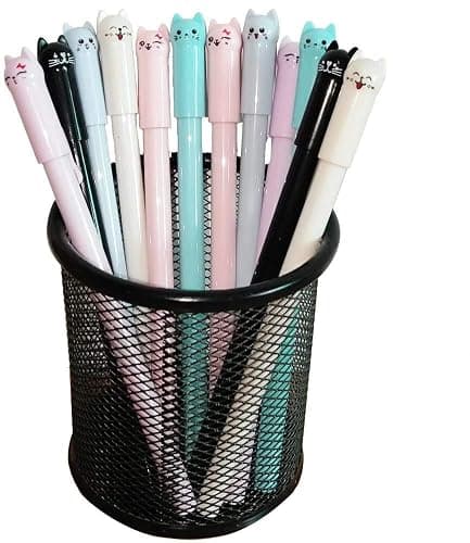 sencoo Girl Cute Pens Kawaii Pen Cute Cat Pen 0.5 mm Gel Pens Black Ball Point Pens for School Office Supplies (12 cat) - Image 1