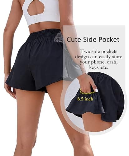 BMJL Womens High Waisted Shorts Athletic Running Shorts Workout Gym Quick Dry Flowy Shorts with Pockets thumbnail 5