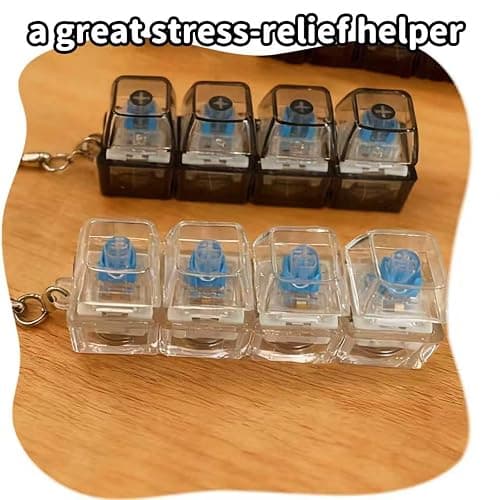 2 Pack Keyboard Fidget Keychain,Keyboard Button Finger Clicker for Anxiety Relief (Transparent) thumbnail 7