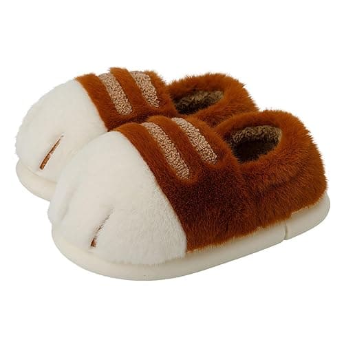 Plush cat paw slippers，non-slip soles, cozy and cute slippers - Image 1