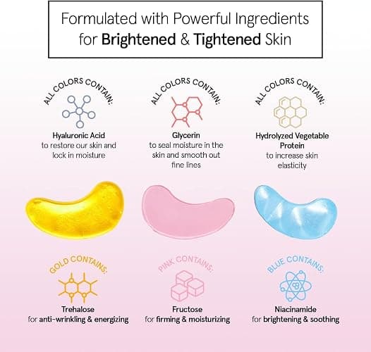 grace & stella Award Winning Under Eye Gel Patches - Reduce Dark Circles, Puffy Eyes, Undereye Bags, Wrinkles - Travel Essentials & Toiletries, Vegan Cruelty-Free Self Care (4 Pairs, Gold) thumbnail 4
