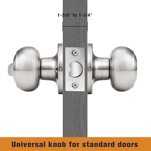 Probrico Privacy Door Knobs Brushed Nickel Finish, Interior Keyless Door Knobs Locks for Bedroom or Bathroom, 4 Pack thumbnail 4