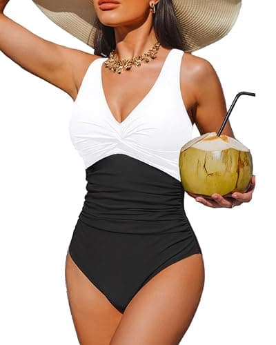 Holipick Women Tummy Control One Piece Swimsuit - Push Up Bathing Suit Full Coverage Slimming Swimwear thumbnail 2