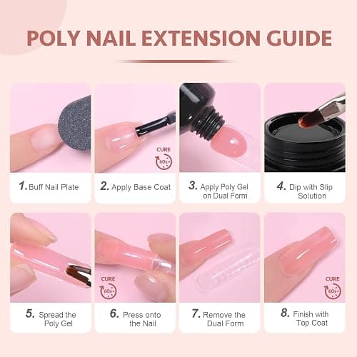GAOY Poly Gel Set - 6 Colors Pinkish Nude Clear Builder Gel Nail Enhancement Kit for Beginner & Professional DIY Nail Art thumbnail 6