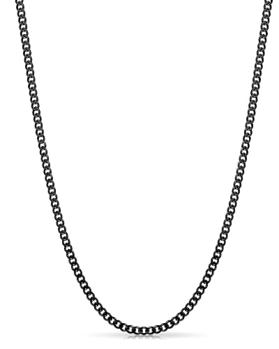 Fiusem 3.5mm Cuban Link Chains for Men, Silver Tone/Black/14K Gold Plated Stainless Steel Necklace Chain, Mens Necklace 16, 18, 20, 22, 24, 26, 28 Inch - Image 1