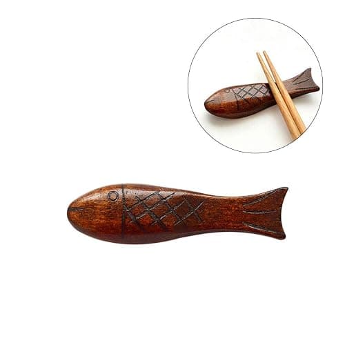 SHERCHPRY Japanese Style Small Fish Wood Chopsticks Holder Rest Set 6Pcs Handmade Round Drum Design for Chopsticks Forks Spoons Tableware thumbnail 2