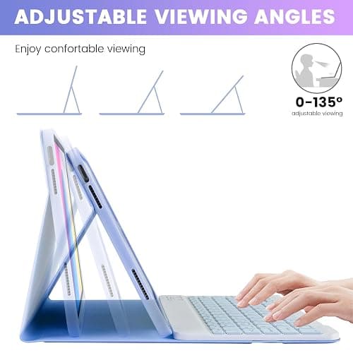 SOPPY Bluetooth Keyboard Case with Mouse for iPad 11th Gen. (A16) 11-inch 2025, 10th Generation 10.9 inch 2022, Detachable Protective Cover, with Built-in Pen Holder, USB-C Rechargeable, Purple thumbnail 8