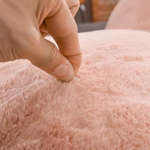 A Nice Night Faux Fur Soft Reading Pillow Bed Wedge Adult Backrest with Arms Back Support for Sitting Up in Bed/Couch for Bedrest,Pink,Large thumbnail 7
