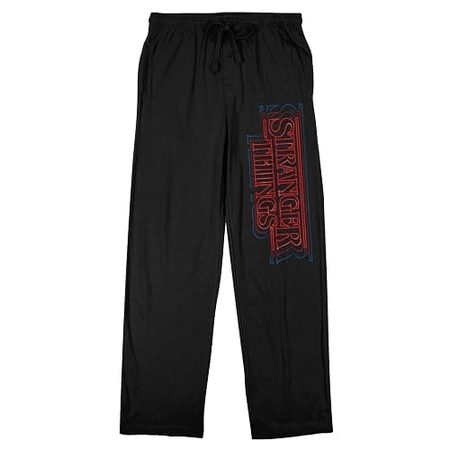 Bioworld Stranger Things Logo Adult Black Sleep Pajama Pants - Image 1