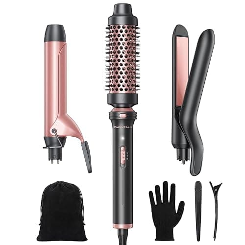 Wavytalk 3 in 1 Curling Wand Set, Multi Curl, Curling Iron Set with Heated Round Brush, Flat Iron Hair Straightener, 1 1/4 inch Curling Iron, Dual Voltage Hair Curler - Image 1