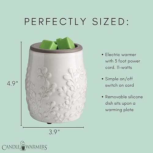 CANDLE WARMERS ETC. Wax Melt Fragrance Warmer for Scented Wax Melts, Cubes, Tarts with Silicone Dish Top|White Willow Farmhouse thumbnail 3
