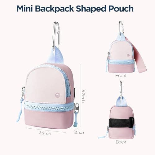 Babysun Mini Backpack Keychain Wristlet Pouch Small Change Coin Purse Cute Zipper Wallet With 3 RFID Card Slots For Women/Men Airpods Cosmetics thumbnail 2