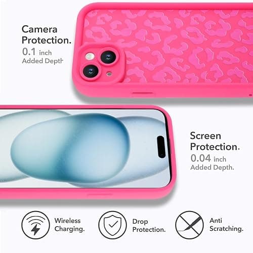 MOWIME Compatible with iPhone 14 Case, Cheetah Print Shockproof Soft TPU Protective Cover for Women Girls, Slim Anti Scratch Leopard Case for iPhone 14 6.1 Inch, Hot Pink thumbnail 5