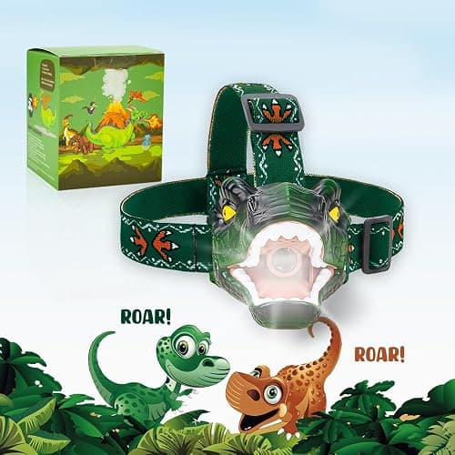 Niovexium LED Dinosaur Headlamp for Kids, Children's Toy Flashlight T-Rex Dinosaur Toys for Age 3 4 5 6 7 8 9 Years Old Kids, Camping Hiking Gear for Boys Girls thumbnail 9