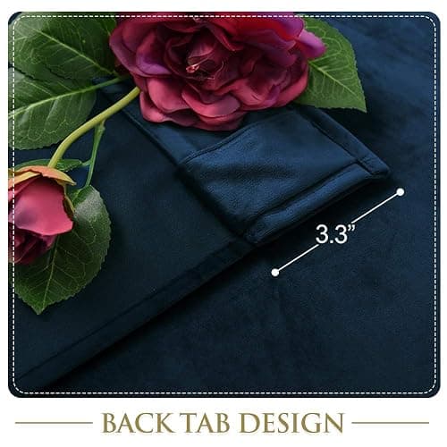 StangH 108 inches Navy Blue Velvet Curtains, Luxury Super Soft Thick Window Drapes for Bedroom, Privacy Sliding Door Curtains Room Dividers, Wide 52 x Long 108 inches, 1 Panel thumbnail 5