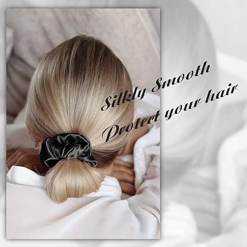 OLESILK 100% Mulberry Silk-Scrunchies for Hair Sleep, Women Grils Silk Hair Ties for Frizz & Breakage Curly Hair, No Damage, Elastics Ponytail Holder, 3 Pack thumbnail 4