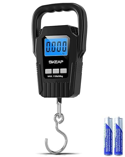 Digital Fish Scale Hanging Scale Fishing Scale, SKEAP 110lb/50kg Luggage Scale,Fish Weighing Scale, Upgrade Large Handle & Backlit LCD Display, Black,Fishing Gifts for Men,Black - Image 1