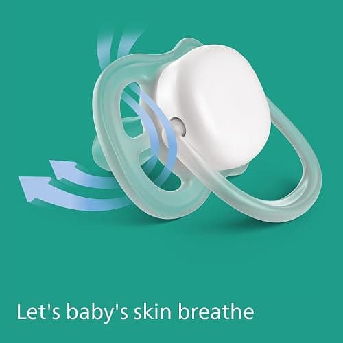 Philips Avent Ultra Soother - 4 x Light, Breathable Baby Soothers for Babies Aged 6-18 Months, BPA Free with Steriliser Carry Case (Model SCF085/66) - Green / Grey - 4 Count (Pack of 1) thumbnail 2