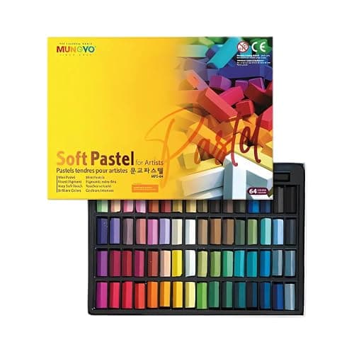 MUNGYO Soft Pastel Set – 64 Vibrant Colors for Artists | Smooth & Blendable | Square Shape - Image 1