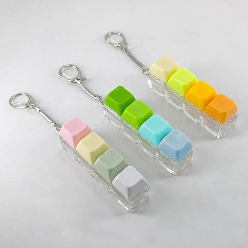 XQC 3PCS Keyboard Fidget Toy - Crisp Clicking Stress Relief Toy for Adults, Portable Sensory Anxiety Relief Keychain (Multicolor) thumbnail 5